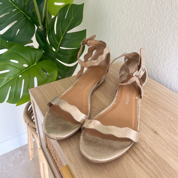 Gold Shimmer Sandals Chinese Laundry Metallic Shimmer Flat Ankle Tie Sandles - Picture 2 of 6